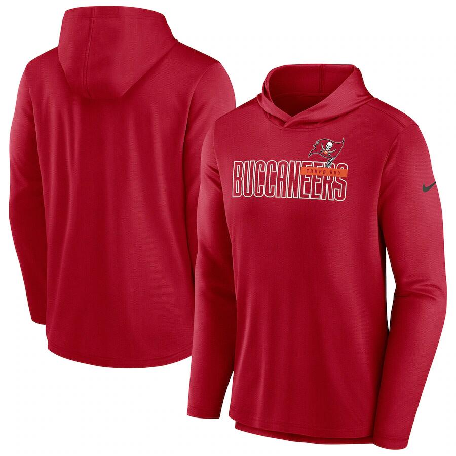 Men's Tampa Bay Buccaneers Red Lightweight Performance Hooded Long Sleeve T-Shirt